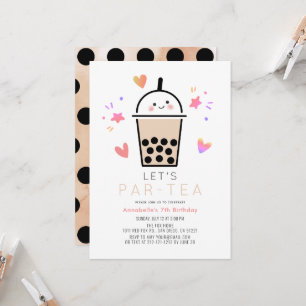 Boba Bubble Tea Party Par-tea Kid's Birthday Invitation