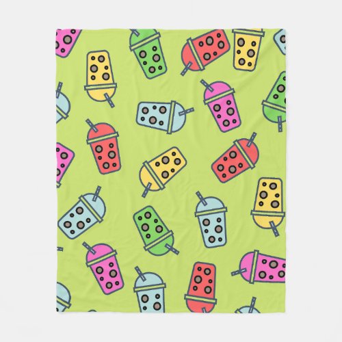 Boba Bubble Tea Pattern Fleece Blanket