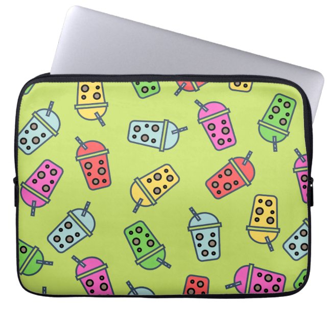 Boba Bubble Tea Pattern Laptop Sleeve (Front)