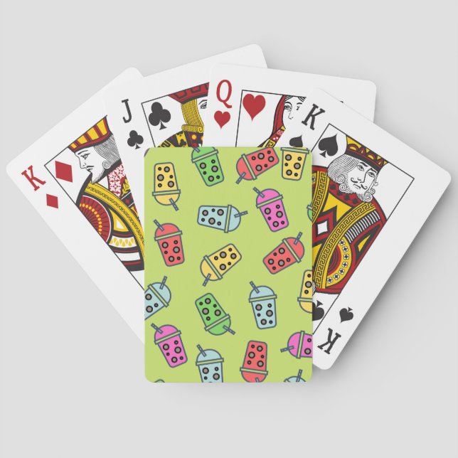 Boba Bubble Tea Pattern Poker Cards (Back)