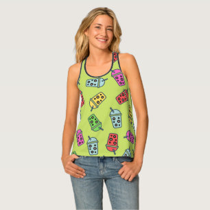 Boba Bubble Tea Pattern Tank Top