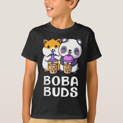 Boba Buds Kawaii Cute Bubble Tea Hamster Matching  T_Shirt