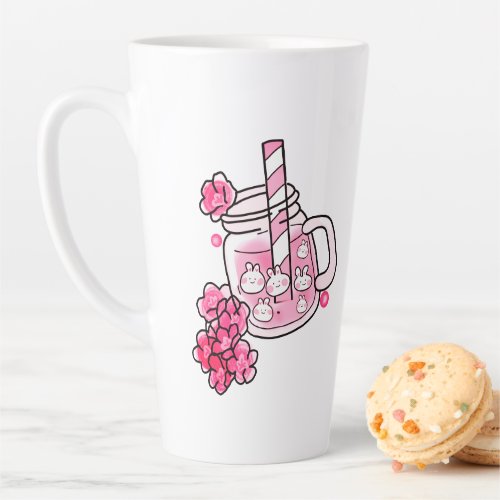 Boba Bunny Kawaii and Cute Tea Pink Latte Mug