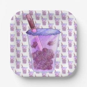 Boba Cats Paper Plates