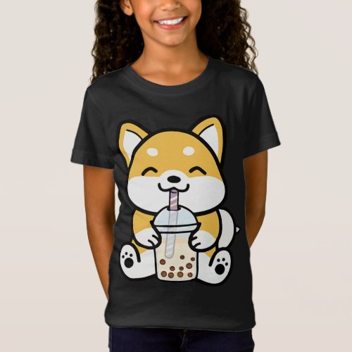 Boba Corgi Boba Shiba Milk Tea  Cute Gift T_Shirt
