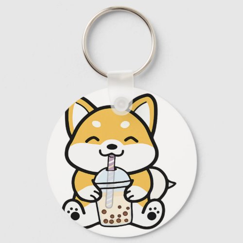 Boba Corgi Corgi Boba Boba Shiba Shiba Corgi Keychain