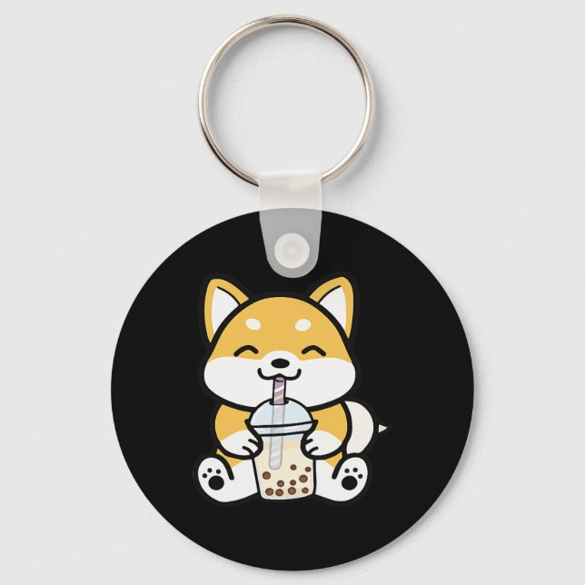 Boba Corgi, Corgi Boba, Boba Shiba, Shiba, Corgi Keychain (Front)