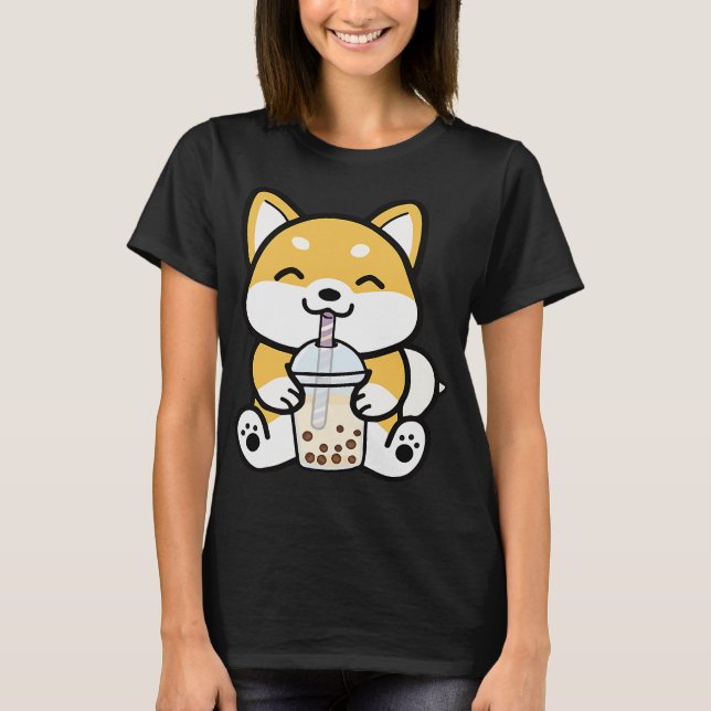 Boba Corgi | Milk Tea | Corgi Lover T-Shirt (Front)