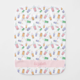 Boba Cute Bubble Tea Custom Pastel Baby Burp Cloth