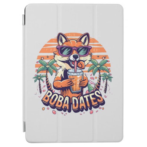 Boba Dates Trendy Cool Fox Drinking Boba Tea iPad Air Cover