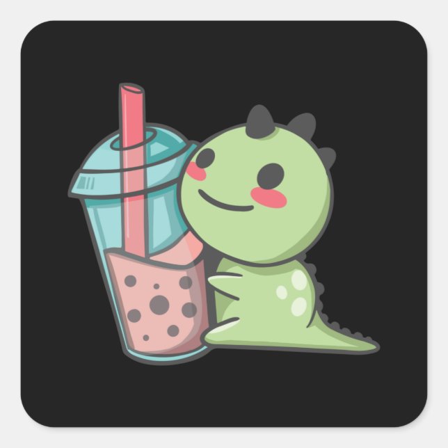 BOBA DINOSAUR SQUARE STICKER (Front)