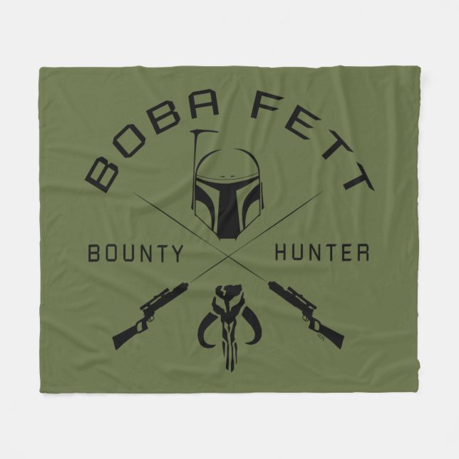 Boba Fett Black Badge Fleece Blanket (Front (Horizontal))