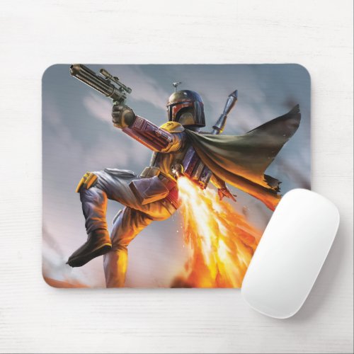 Boba Fett Blasting into Action Mouse Pad