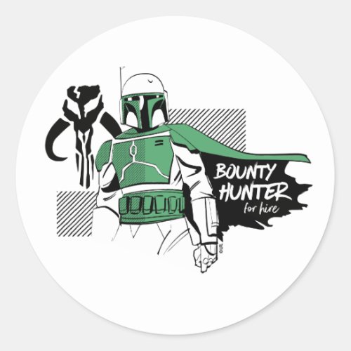 Boba Fett Bounty Hunter For Hire Sketch Classic Round Sticker