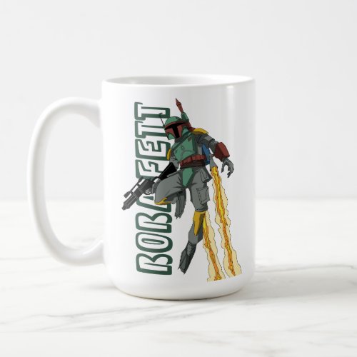 Boba Fett Flying With Jetpack Cartoon Illustration Coffee Mug