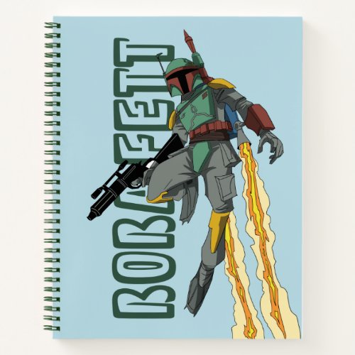 Boba Fett Flying With Jetpack Cartoon Illustration Notebook
