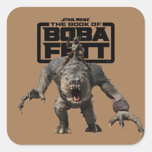 Boba Fett Riding Rancor Square Sticker