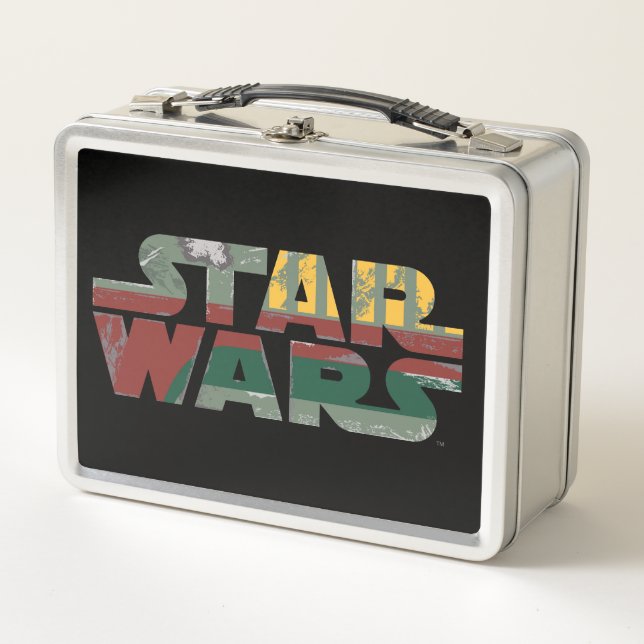 Boba Fett Style Star Wars Logo Metal Lunch Box (Front)