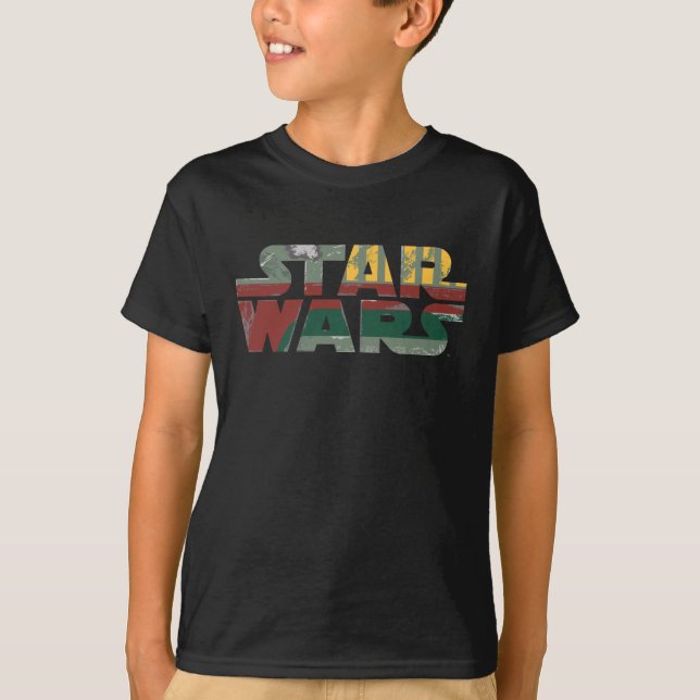 Boba Fett Style Star Wars Logo T-Shirt (Front)