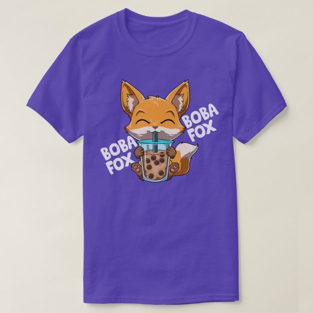 Boba Fox Funny Kawaii Bubble Tea 122 T-Shirt (Design Front)
