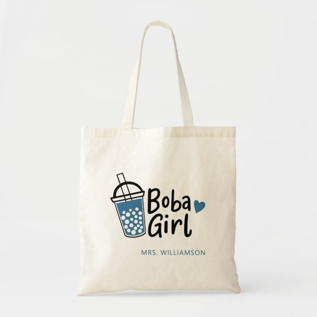 Boba Girl Bubble Tea Lover Personalized Tote Bag (Front)