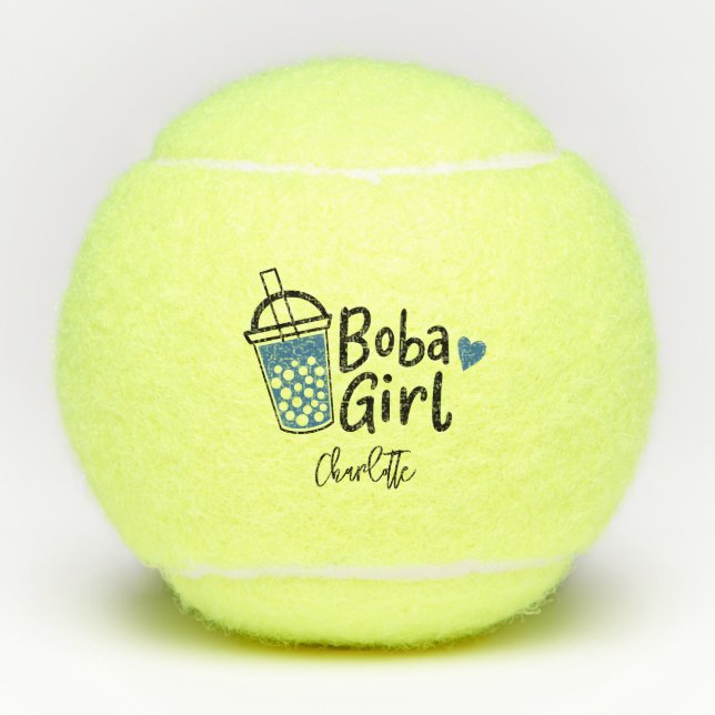 Boba Girl Cute Tea Lovers Team Players Tennis Balls (Front)