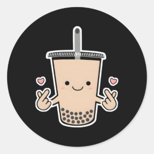 Boba K-Pop Bubble Milk Tea Korean Finger He Kpop Classic Round Sticker
