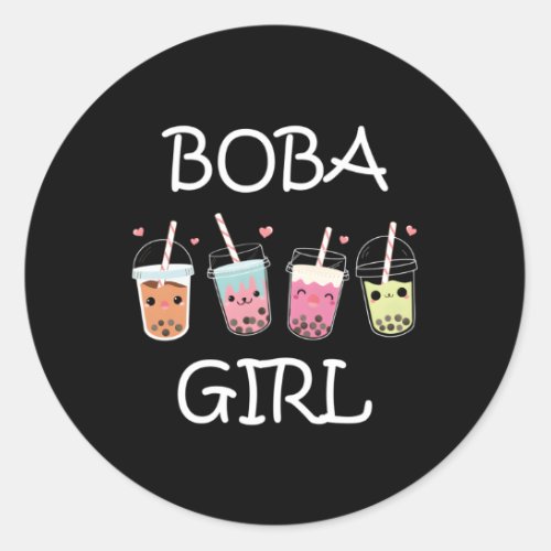 Boba Kawaii Bubble Tea Ns Classic Round Sticker