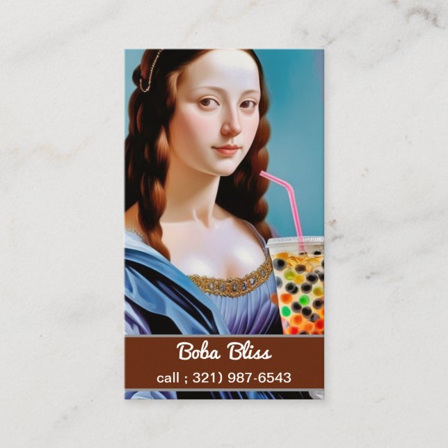 Boba Lisa - Bold Bubble Tea  Business Card (Front)