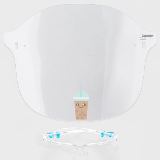 Boba lover, drinking boba, bubble tea drink face shield (Front w/Glasses)