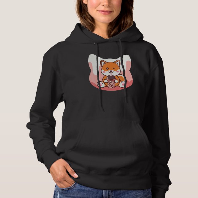 Boba Milk and Corgi Dog Hoodie (Front)