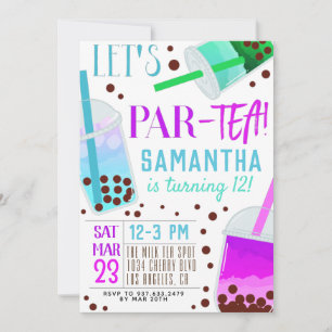 Boba Milk Par-Tea Birthday Invitation