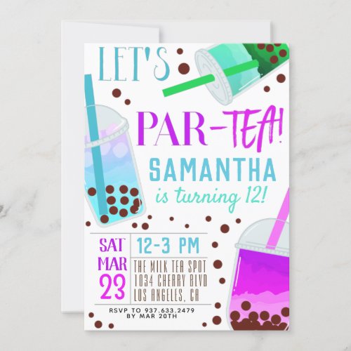 Boba Milk Par_Tea Birthday Invitation