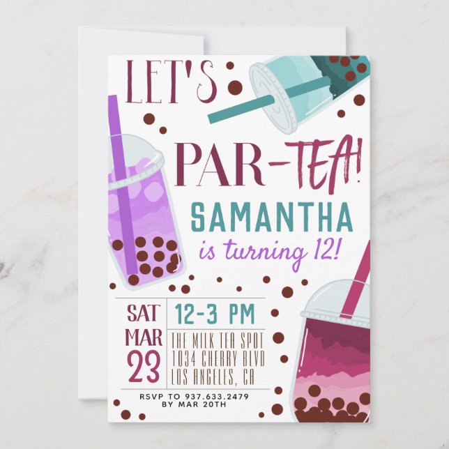 Boba Milk Par-Tea Birthday Invitation (Front)