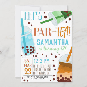 Boba Milk Par-Tea Birthday Invitation