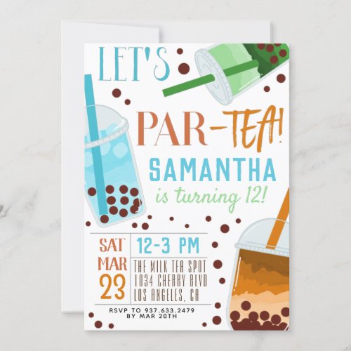 Boba Milk Par_Tea Birthday Invitation