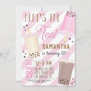Boba Milk Tea Birthday Invitation