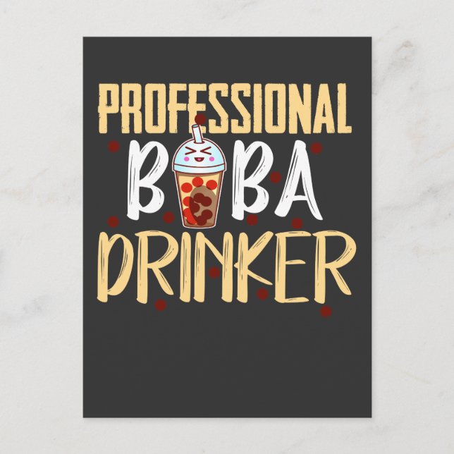 Boba Milk Tea Drinker Kawaii Cute Bubble Tea Postcard (Front)