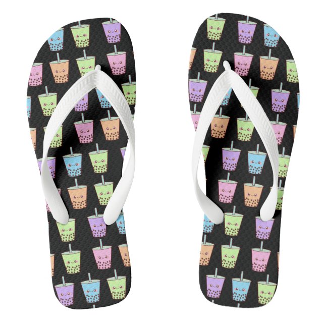 Boba Milk Tea Flavors Flip Flops (Footbed)