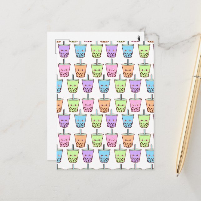  Boba Milk Tea Flavors Postcard (Front/Back In Situ)