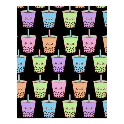 Boba Milk Tea Flavors Poster
