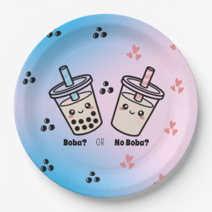 Boba or No Boba? Bubble Tea Boba Gender Reveal Paper Plates