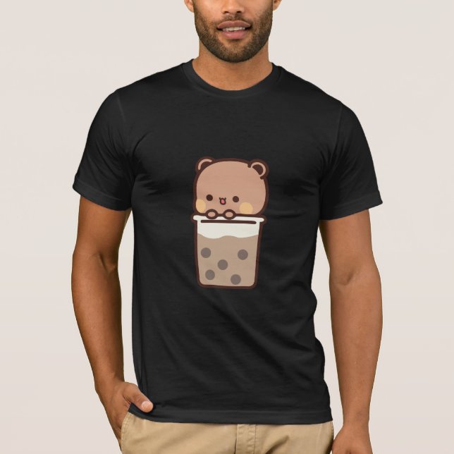 Boba Panda Bear Loves Boba milk tea T-Shirt (Front)
