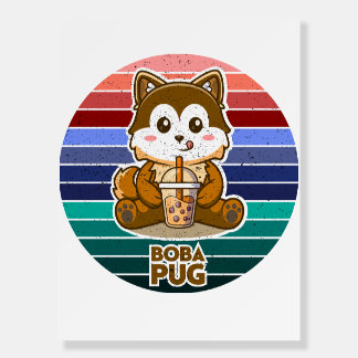 Boba Pug Bubble Tea Kawaii Retro Dog Lover Gift Foam Board
