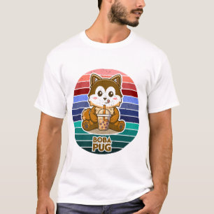 Boba Pug Bubble Tea Kawaii Retro Dog Lover Gift T-Shirt