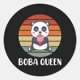 Boba Queen Bubble Tea Japanese Cute Panda Anime Ka Classic Round Sticker