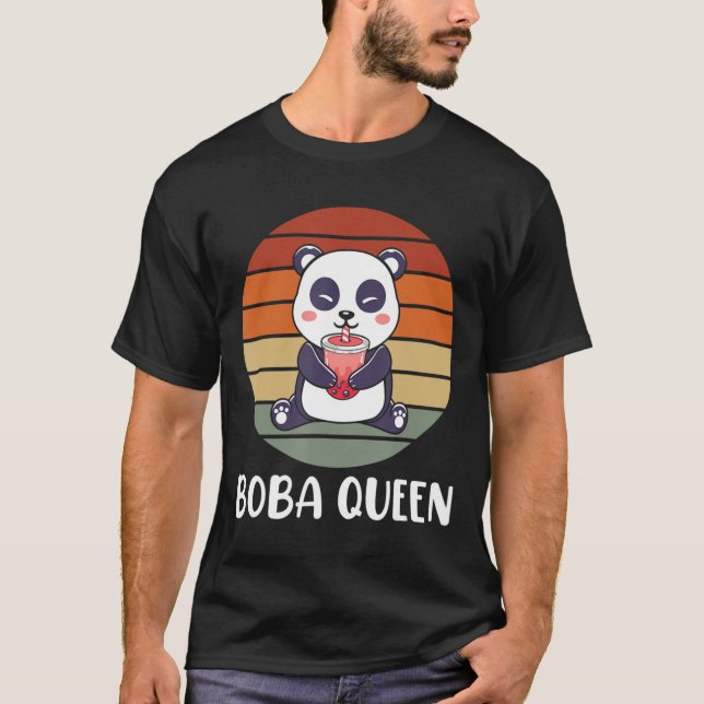 Boba Queen Bubble Tea Japanese Cute Panda Anime T-Shirt (Front)