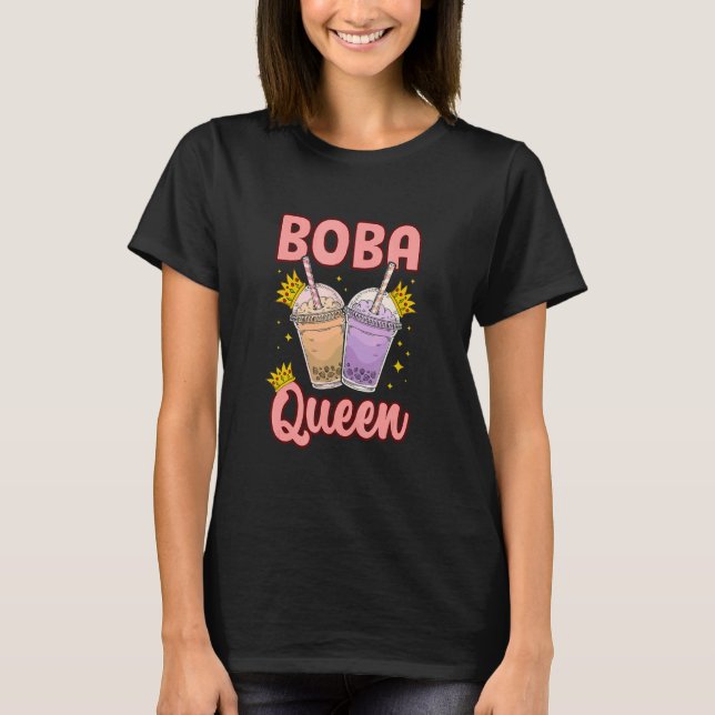 Boba Queen Graphic Tea Tea Drinker Tea Brewing Cup T-Shirt (Front)