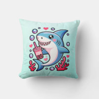 Boba Shark Kawaii Pink and Blue Nursery Decor