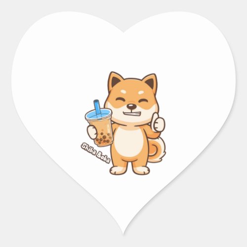 Boba Shiba Boba Shiba Boba Shiba 2 Heart Sticker